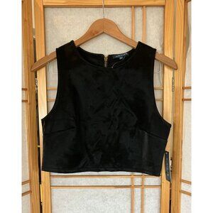 Kirious Faux Snake Skin Leather Crop Top Sleeveless Black Size Large